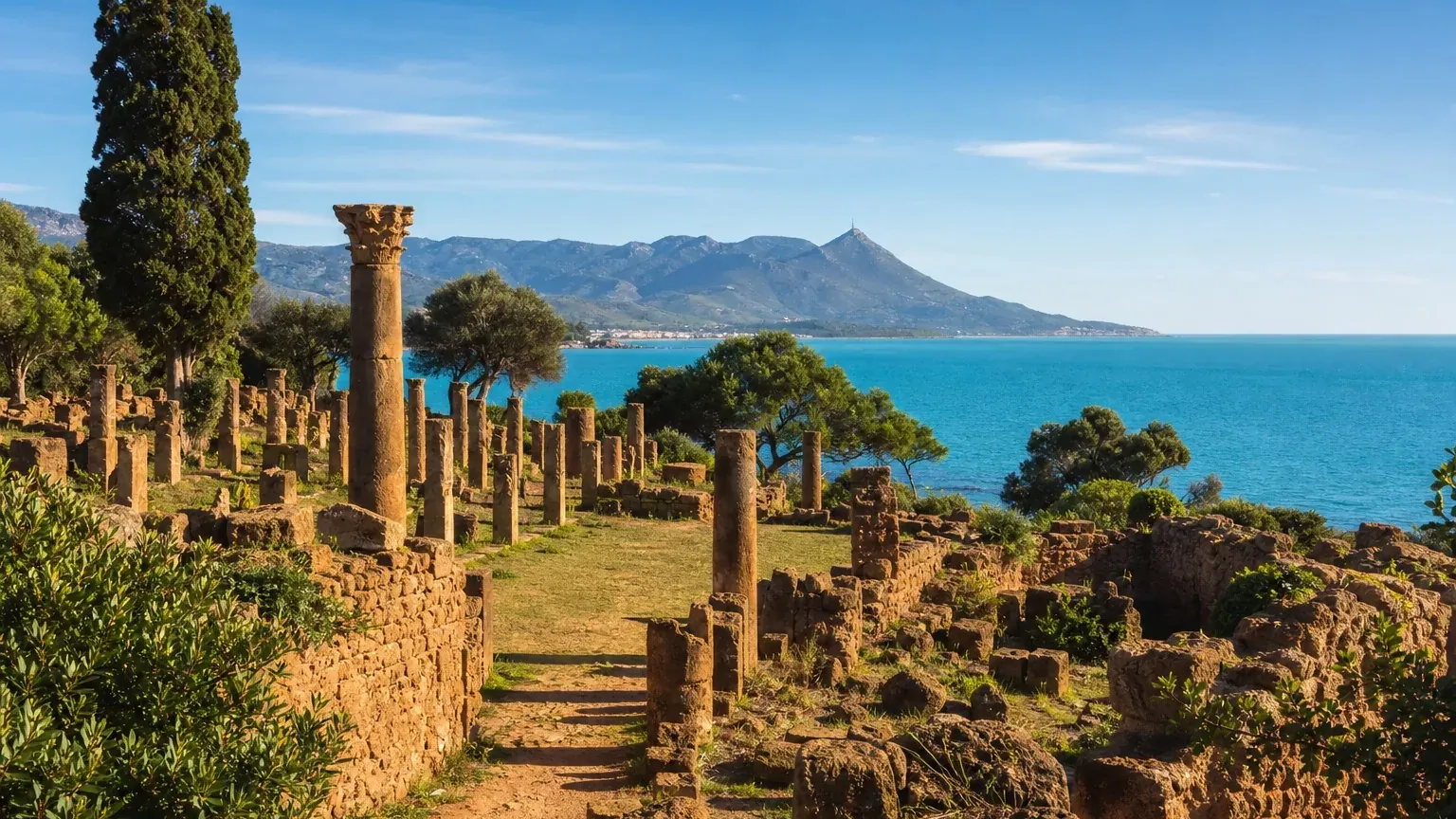 Des colonnes romaines dominant la Méditerranée à Tipaza